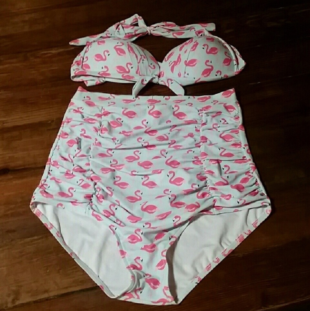 Flamingo high waisted retro bikini